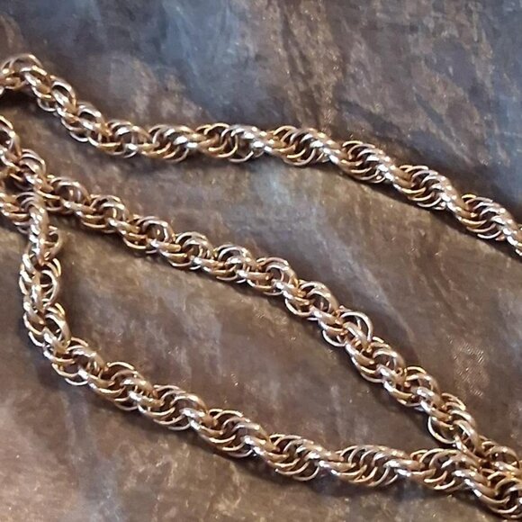 Vintage Accessocraft Gold Tone Diamond Cut Rope Chain Necklace - Picture 5 of 6
